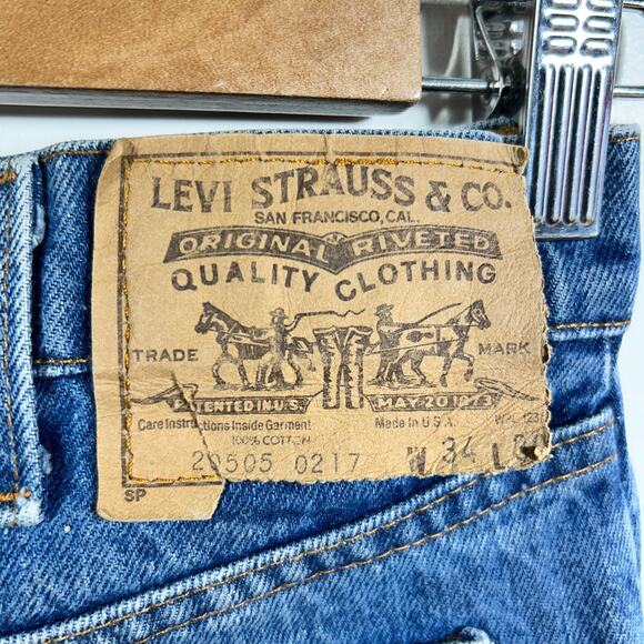 Vintage Levis 505 Orange Tab USA Denim Jeans 32 x 29 70s Straight - Picture 5 of 11